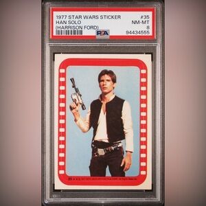 1977 Star Wars Sticker #35 Han Solo (Harrison Ford) PSA 8 FRESHLY GRADED